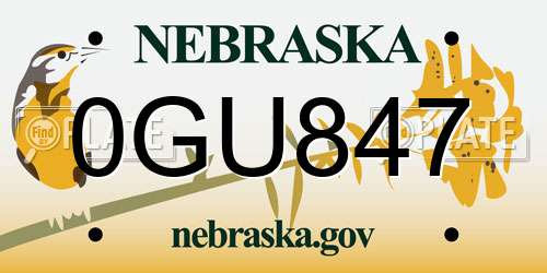 0GU847 Nebraska License Plate