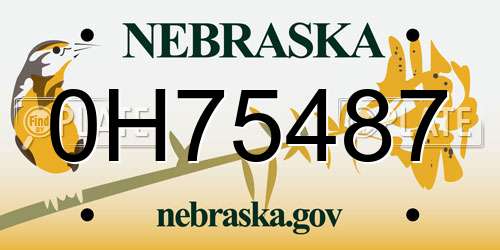 0H75487 Nebraska License Plate