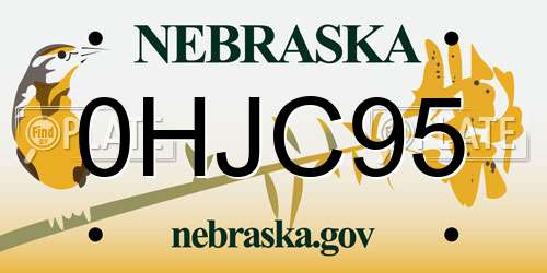 0HJC95 Nebraska License Plate