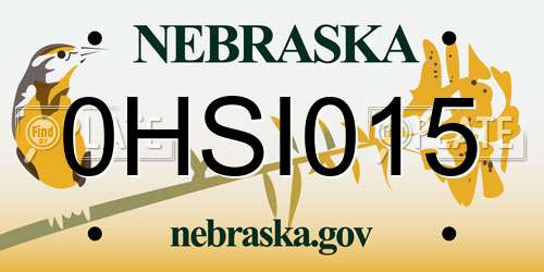 0HSI015 Nebraska License Plate
