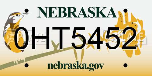 0HT5452 Nebraska License Plate