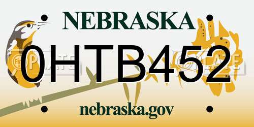 0HTB452 Nebraska License Plate