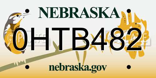 0HTB482 Nebraska License Plate