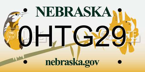 0HTG29 Nebraska License Plate