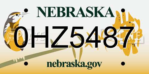 0HZ5487 Nebraska License Plate