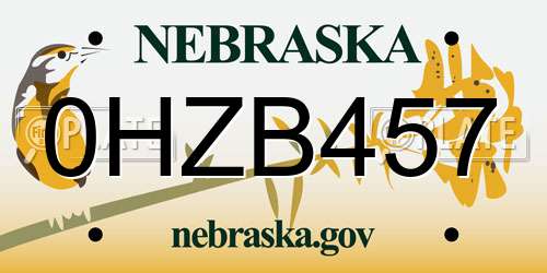 0HZB457 Nebraska License Plate