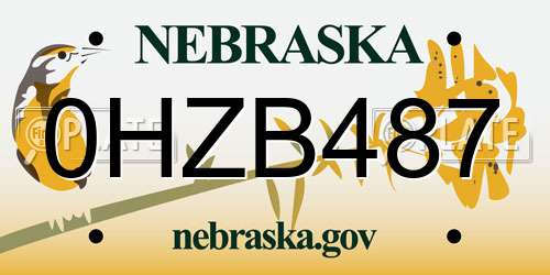 0HZB487 Nebraska License Plate