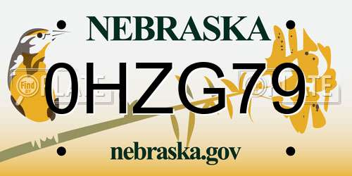 0HZG79 Nebraska License Plate