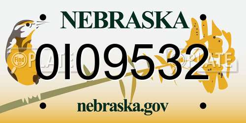 0I09532 Nebraska License Plate