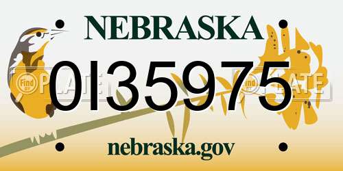 0I35975 Nebraska License Plate