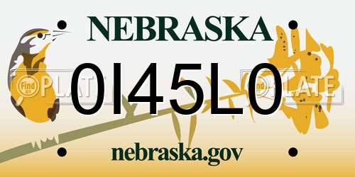 0I45L0 Nebraska License Plate