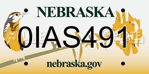 0IAS491 Nebraska License Plate