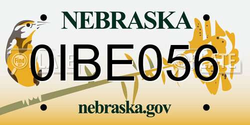 0IBE056 Nebraska License Plate