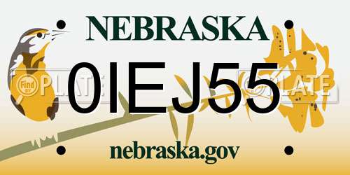 0IEJ55 Nebraska License Plate