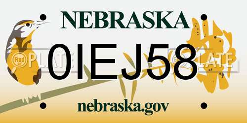 0IEJ58 Nebraska License Plate