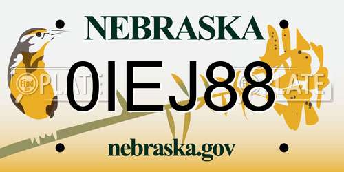 0IEJ88 Nebraska License Plate