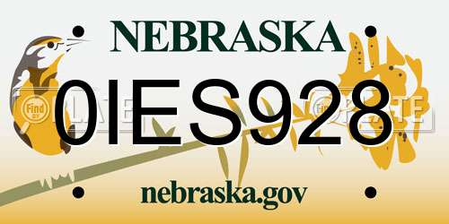0IES928 Nebraska License Plate