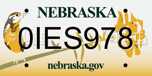 0IES978 Nebraska License Plate