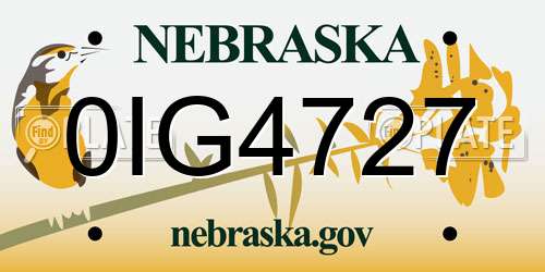 0IG4727 Nebraska License Plate