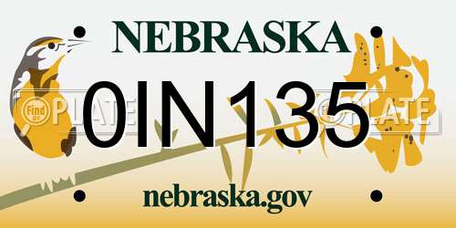 0IN135 Nebraska License Plate