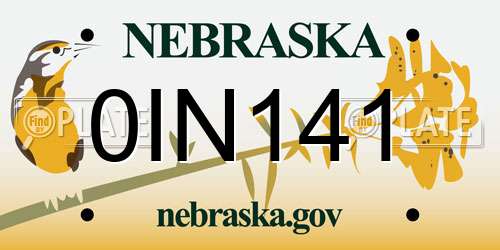 0IN141 Nebraska License Plate