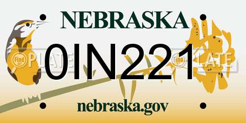 0IN221 Nebraska License Plate