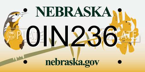 0IN236 Nebraska License Plate