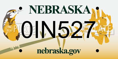 0IN527 Nebraska License Plate