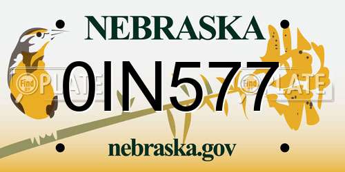 0IN577 Nebraska License Plate