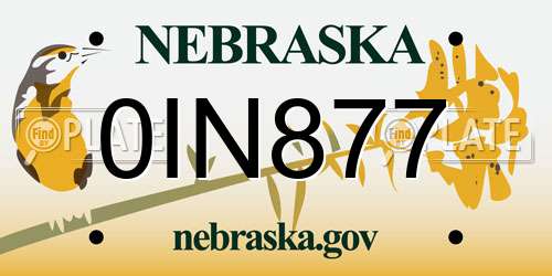 0IN877 Nebraska License Plate