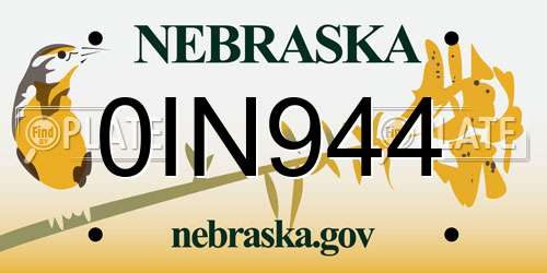 0IN944 Nebraska License Plate