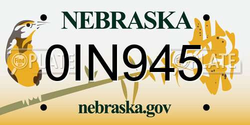 0IN945 Nebraska License Plate