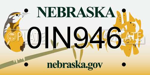 0IN946 Nebraska License Plate