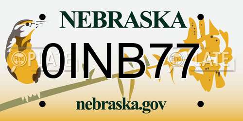 0INB77 Nebraska License Plate