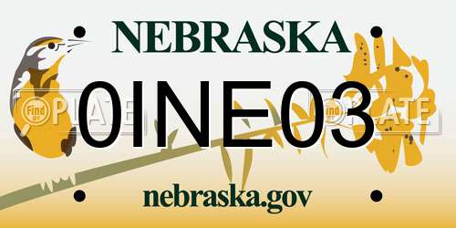 0INE03 Nebraska License Plate