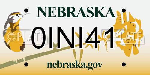 0INI41 Nebraska License Plate