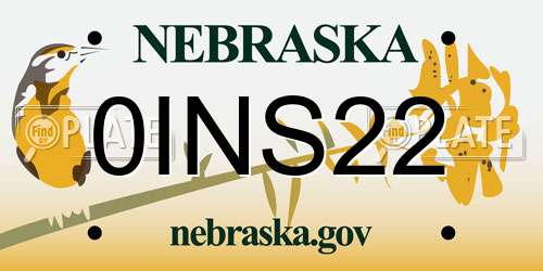 0INS22 Nebraska License Plate