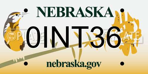 0INT36 Nebraska License Plate