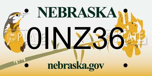 0INZ36 Nebraska License Plate