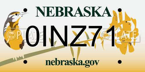 0INZ71 Nebraska License Plate