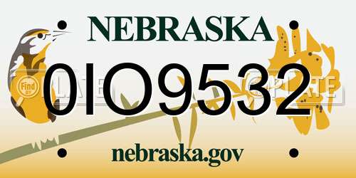 0IO9532 Nebraska License Plate