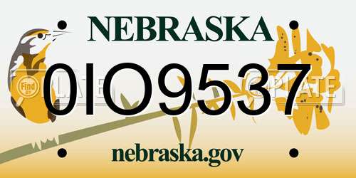 0IO9537 Nebraska License Plate