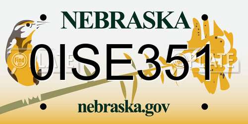 0ISE351 Nebraska License Plate