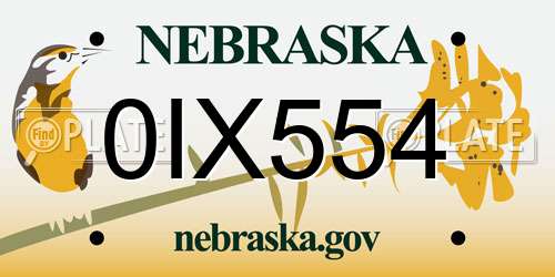 0IX554 Nebraska License Plate