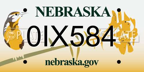 0IX584 Nebraska License Plate