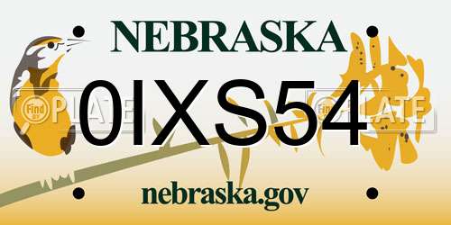 0IXS54 Nebraska License Plate