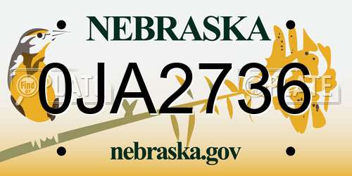 0JA2736 Nebraska License Plate