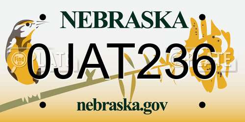 0JAT236 Nebraska License Plate