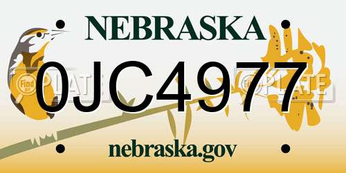0JC4977 Nebraska License Plate