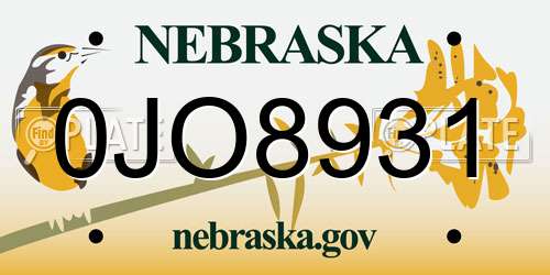 0JO8931 Nebraska License Plate